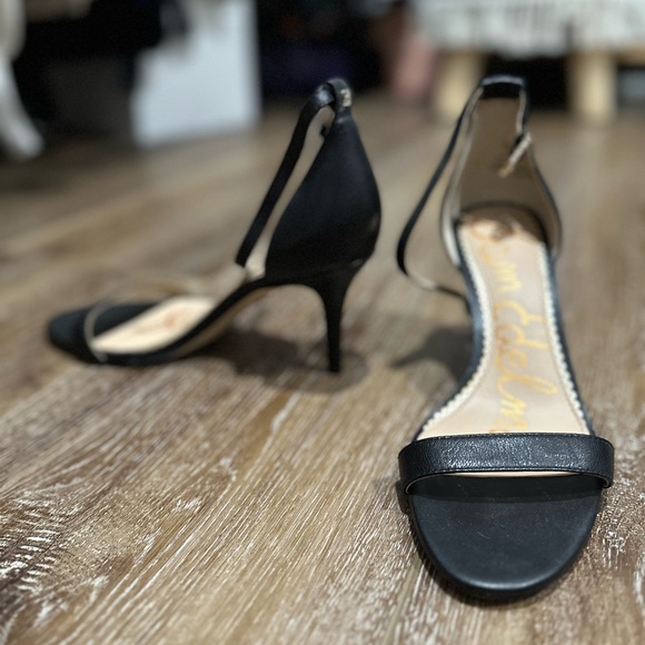 Sam Edelman Black Open-Toe Ankle-Strap Heels - Picture 3 of 3